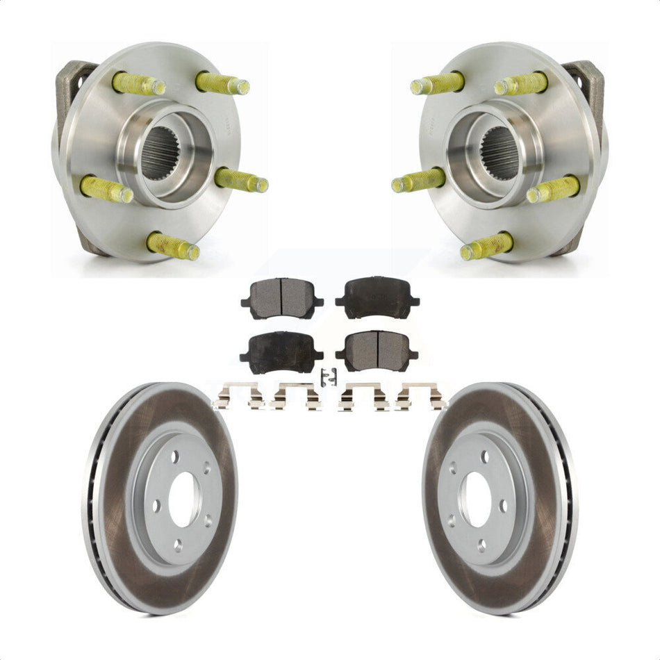 Front Hub Bearing Assembly With Coated Disc Brake Rotors And Ceramic Pads Kit For Pontiac G6 Chevrolet Malibu KBB-104514