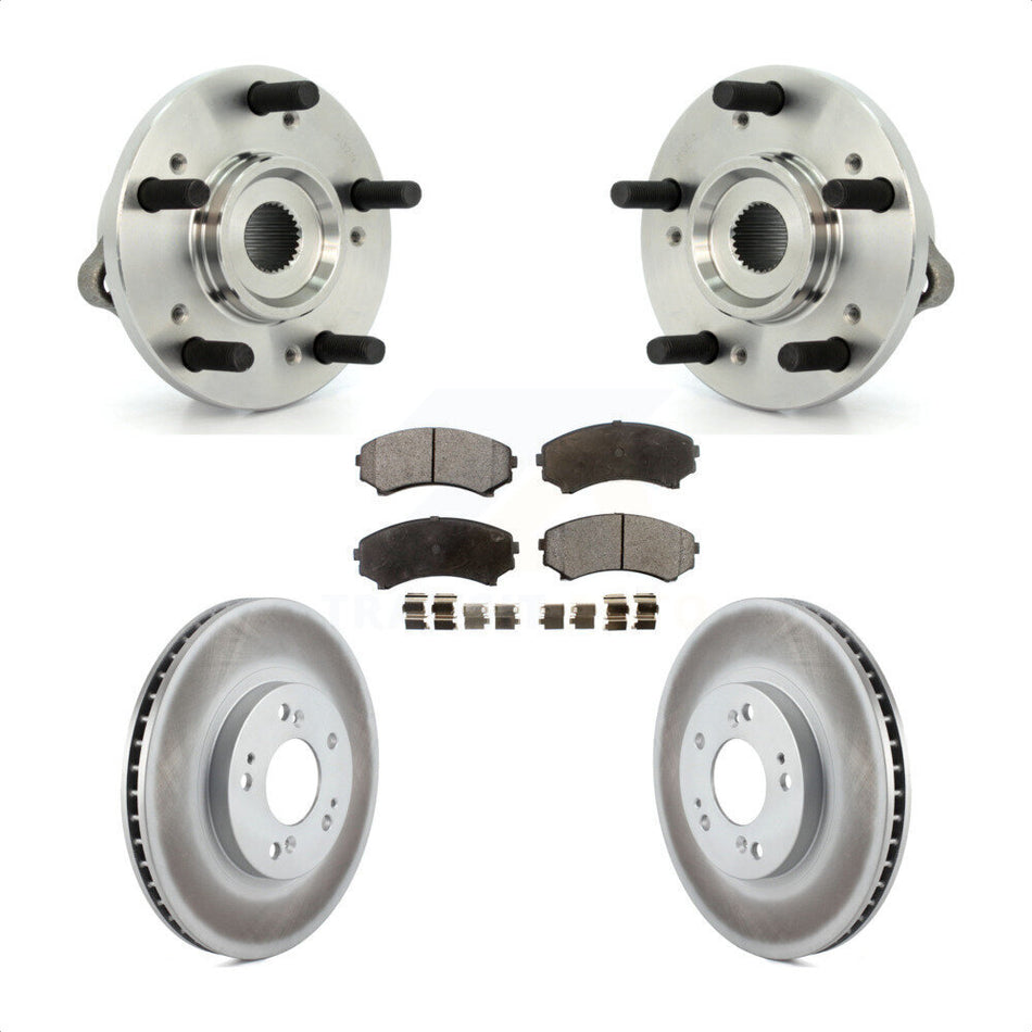 Front Hub Bearing Assembly With Coated Disc Brake Rotors And Ceramic Pads Kit For Mitsubishi Endeavor KBB-104516