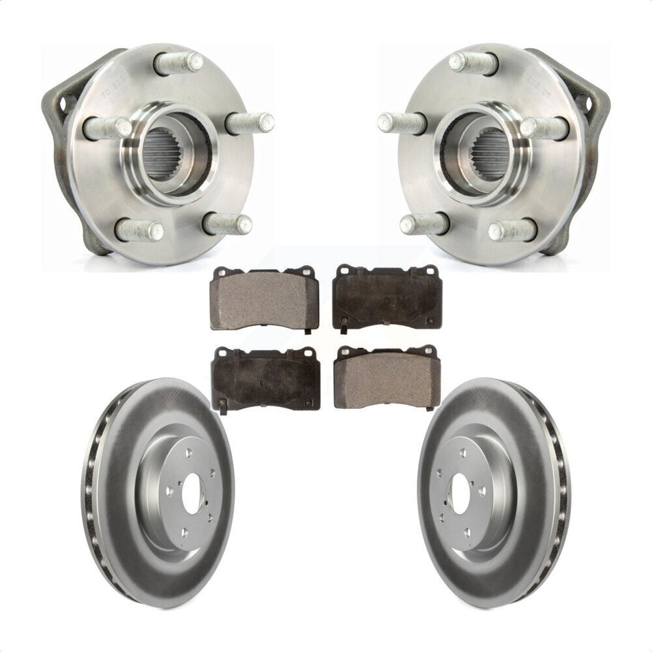 Front Hub Bearing Assembly With Coated Disc Brake Rotors And Ceramic Pads Kit For 2014 Subaru WRX Limited Base KBB-104523