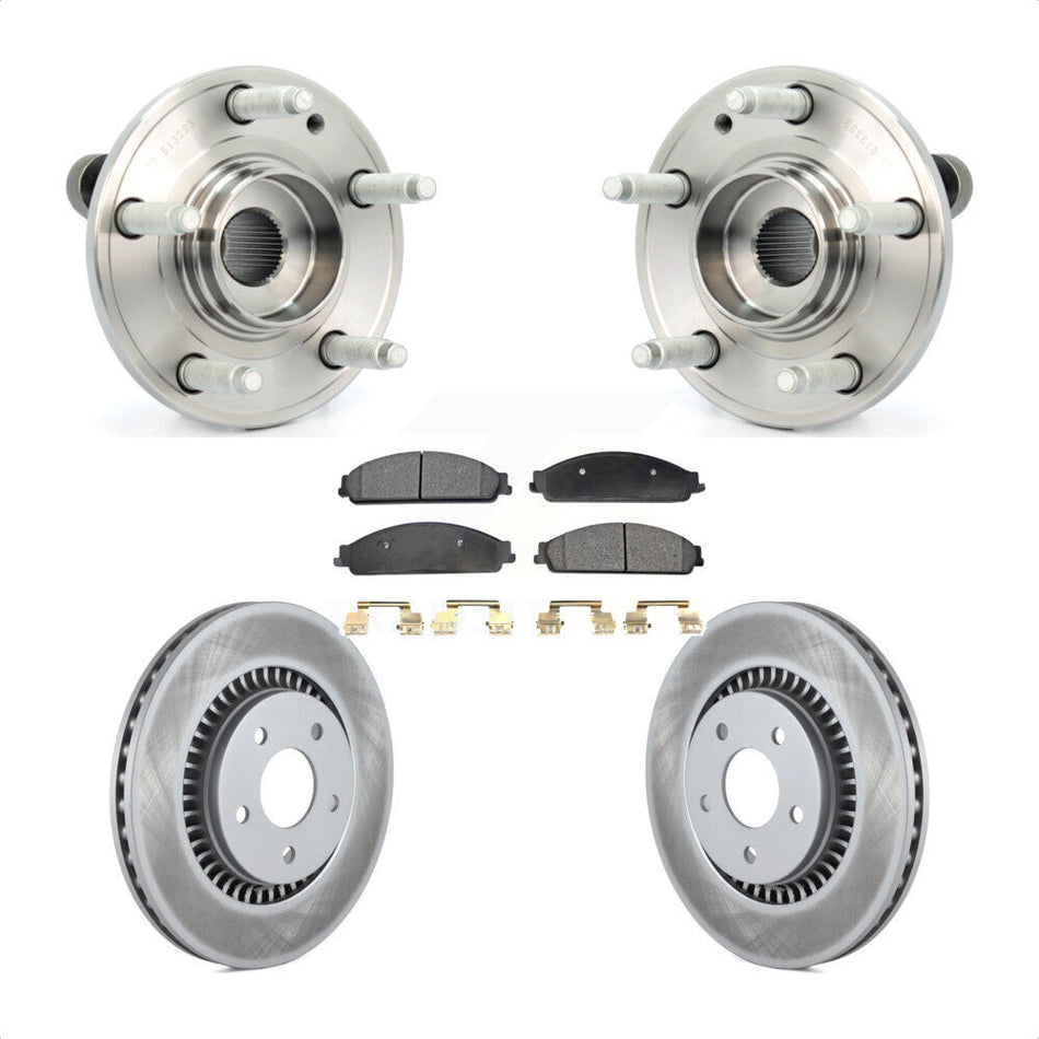 Front Hub Bearing Assembly With Coated Disc Brake Rotors And Ceramic Pads Kit For Ford Five Hundred Freestyle Taurus Mercury Montego X Sable KBB-104532