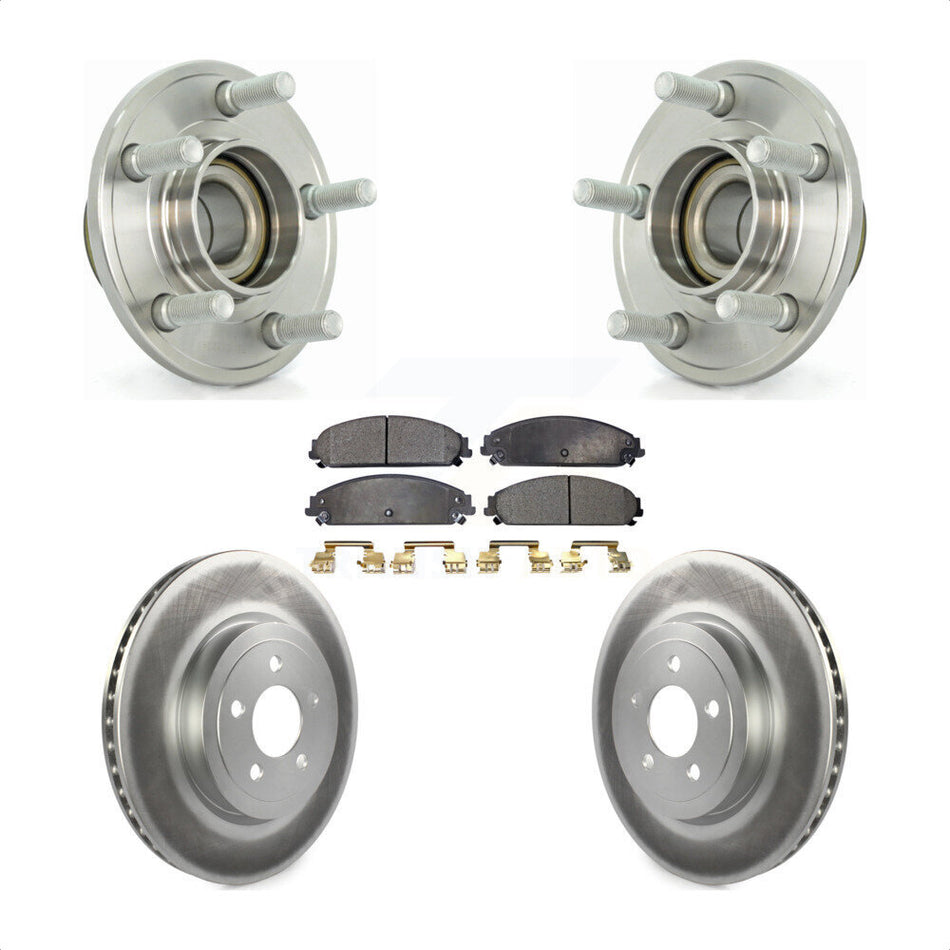 Front Hub Bearing Assembly With Coated Disc Brake Rotors And Ceramic Pads Kit For Dodge Chrysler 300 Charger Magnum Challenger KBB-104534