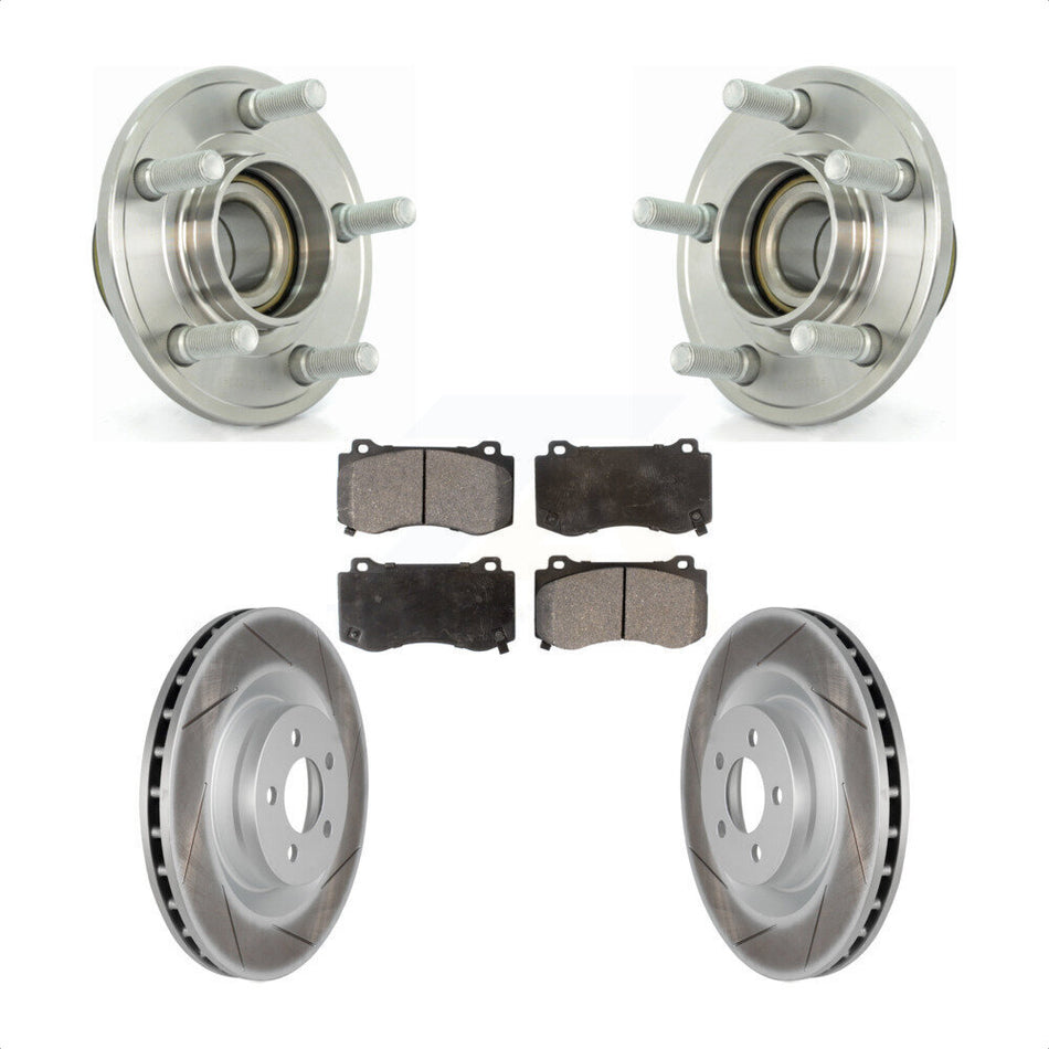 Front Hub Bearing Assembly With Coated Disc Brake Rotors And Ceramic Pads Kit For Dodge Chrysler 300 Charger Challenger Magnum KBB-104536