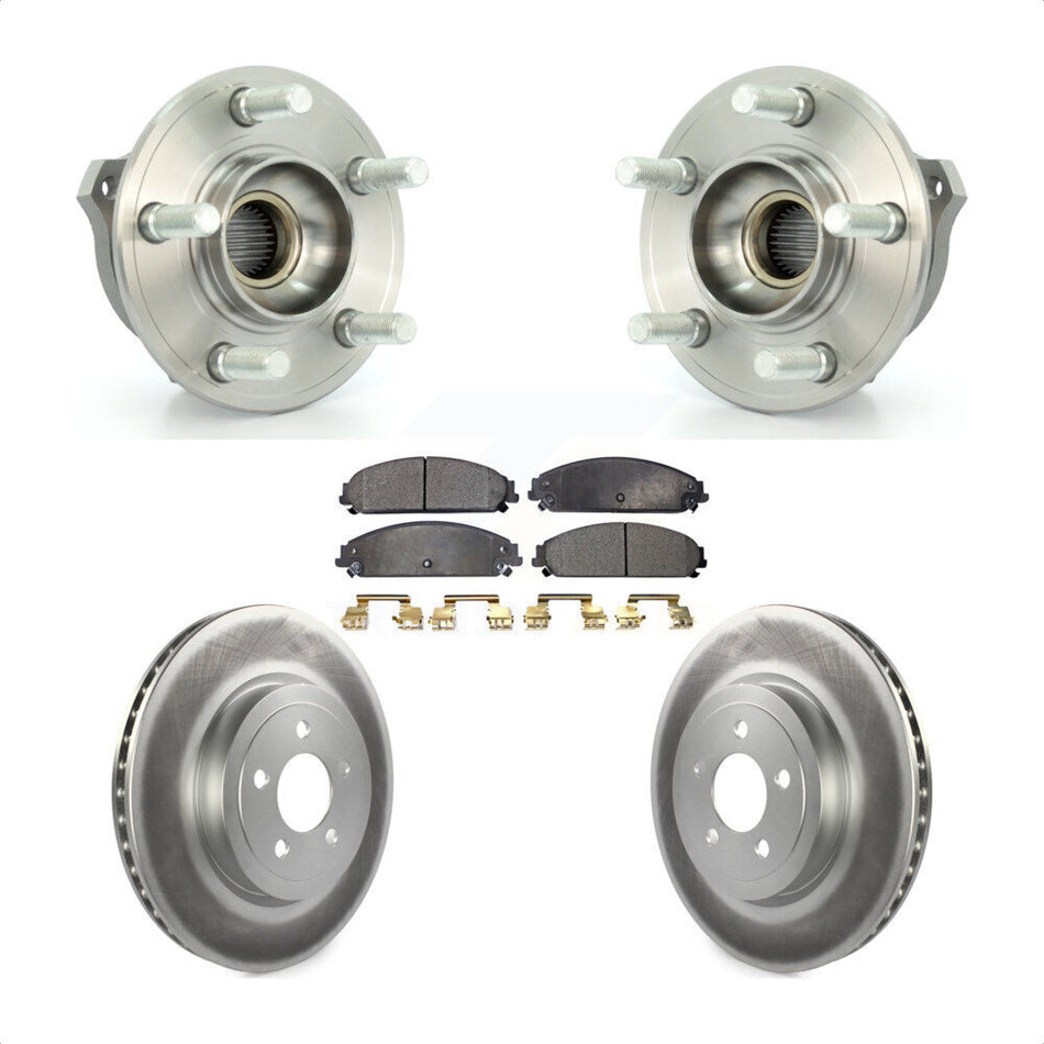Front Hub Bearing Assembly With Coated Disc Brake Rotors And Ceramic Pads Kit For Dodge Charger Chrysler 300 Challenger Magnum KBB-104538