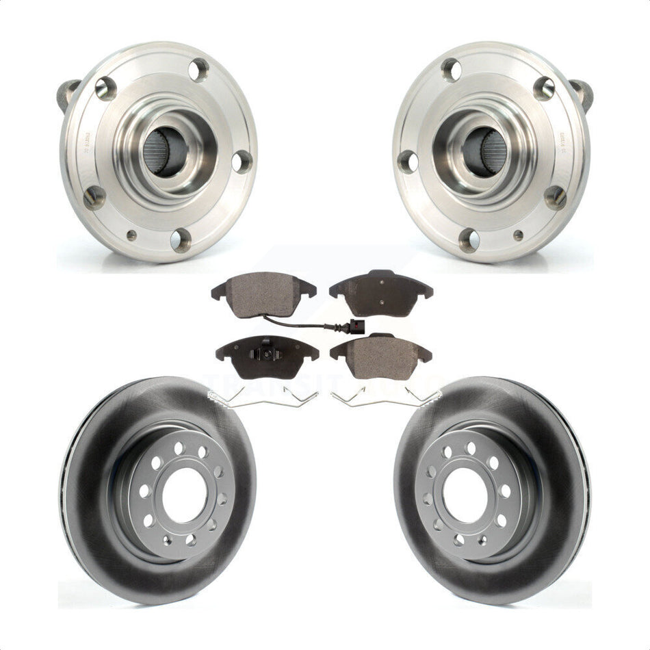 Front Hub Bearing Assembly With Coated Disc Brake Rotors And Ceramic Pads Kit For Volkswagen GTI Audi A3 Quattro 280mm Diameter Rotor KBB-104556