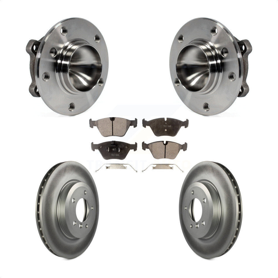 Front Hub Bearing Assembly With Coated Disc Brake Rotors And Ceramic Pads Kit For 2006 BMW 330Ci KBB-104559