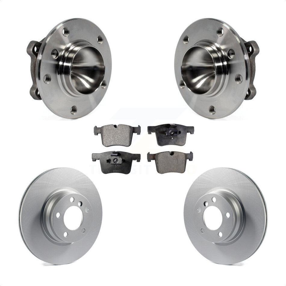 Front Hub Bearing Assembly With Coated Disc Brake Rotors And Ceramic Pads Kit For 2012 BMW 328i 2.0L Without Blue Painted Calipers M Sport Package KBB-104566