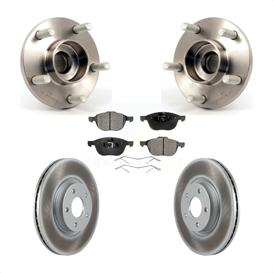 Front Hub Bearing Assembly With Coated Disc Brake Rotors And Ceramic Pads Kit For Volvo S40 C70 C30 V50 KBB-104570