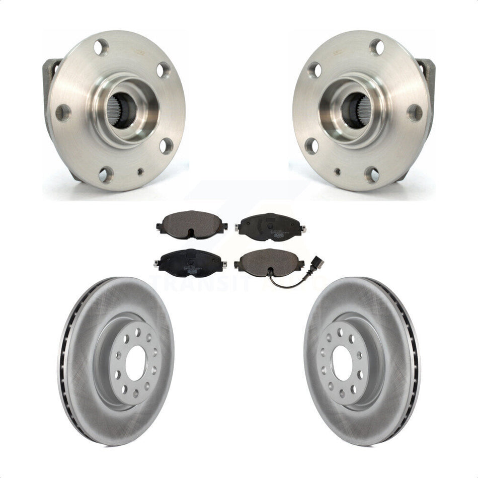 Front Hub Bearing Assembly With Coated Disc Brake Rotors And Ceramic Pads Kit For 2017 Volkswagen Golf Alltrack Code 1ZE 1ZP KBB-104579
