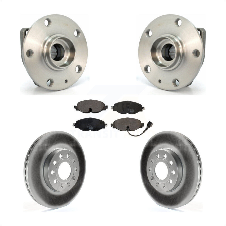 Front Hub Bearing Assembly With Coated Disc Brake Rotors And Ceramic Pads Kit For Volkswagen Golf SportWagen e-Golf KBB-104581