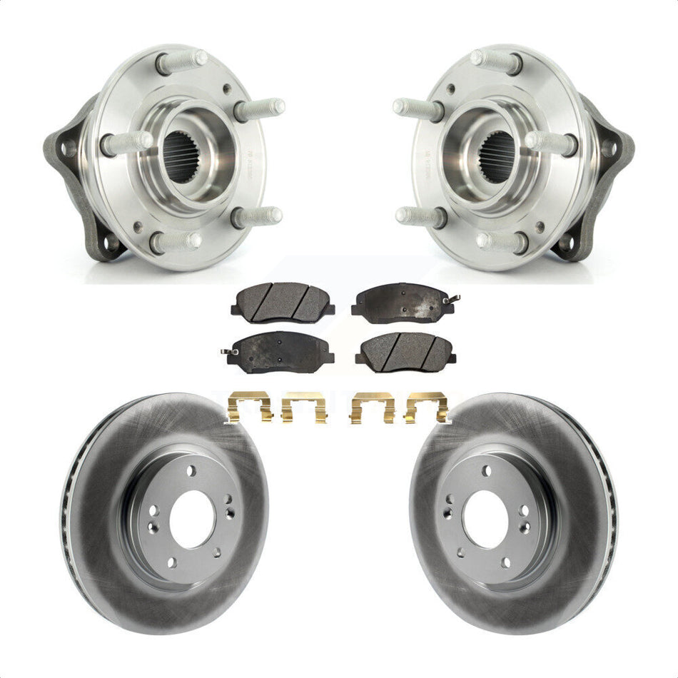Front Hub Bearing Assembly With Coated Disc Brake Rotors And Ceramic Pads Kit For 2007-2009 Hyundai Santa Fe KBB-104588