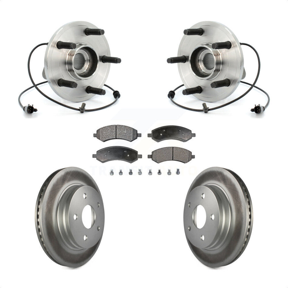 Front Hub Bearing Assembly With Coated Disc Brake Rotors And Ceramic Pads Kit For 2007-2009 Dodge Durango Chrysler Aspen KBB-104599