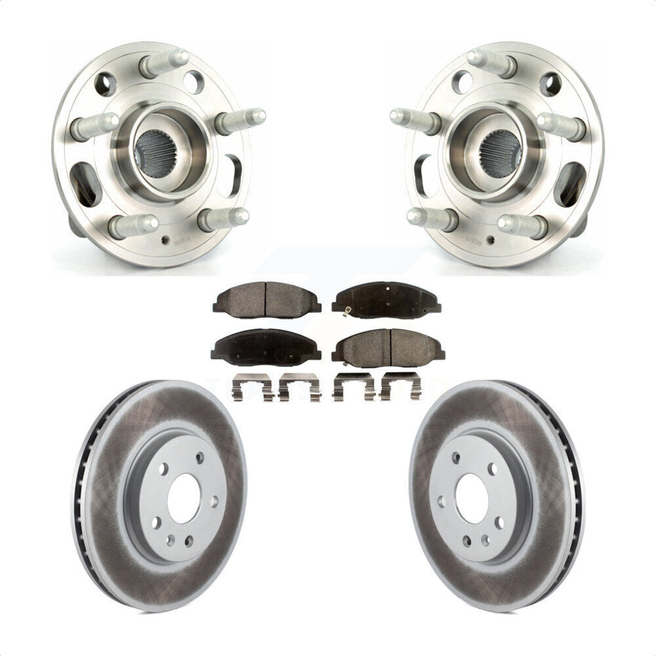 Front Hub Bearing Assembly With Coated Disc Brake Rotors And Ceramic Pads Kit For Cadillac CTS Without Heavy Duty Brakes KBB-104629