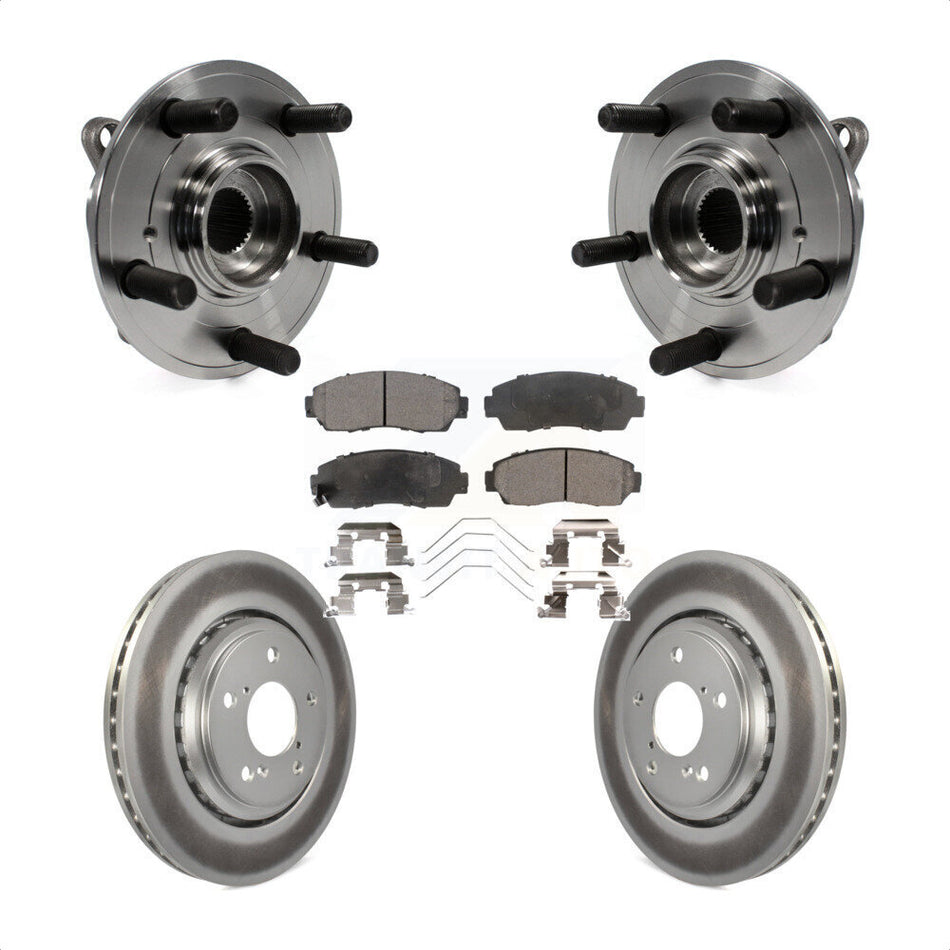 Front Hub Bearing Assembly With Coated Disc Brake Rotors And Ceramic Pads Kit For 2015-2017 Honda Odyssey KBB-104637