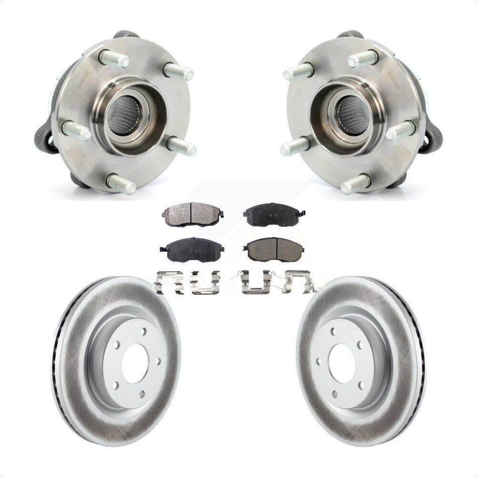 Front Hub Bearing Assembly With Coated Disc Brake Rotors And Ceramic Pads Kit For Nissan Altima KBB-104642