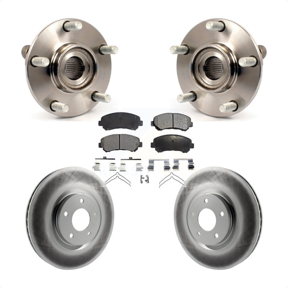 Front Hub Bearing Assembly With Coated Disc Brake Rotors And Ceramic Pads Kit For 2007-2012 Nissan Sentra SE-R Spec V with 2.5L KBB-104650