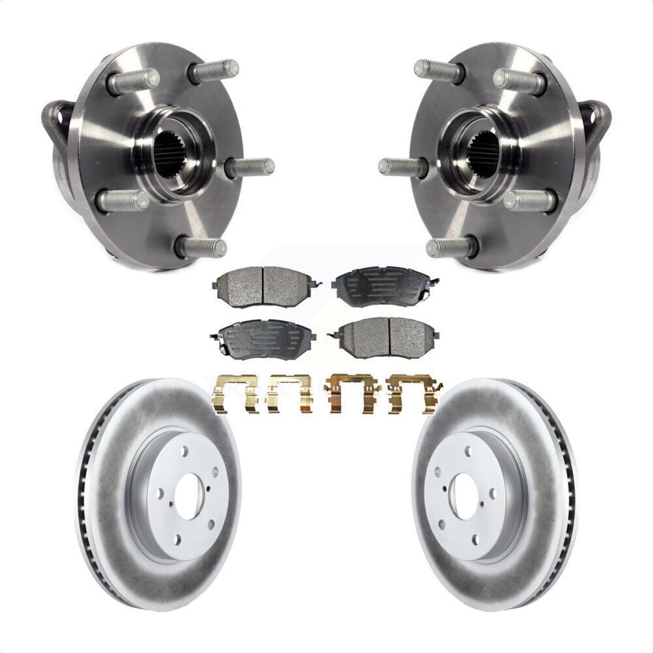 Front Hub Bearing Assembly With Coated Disc Brake Rotors And Ceramic Pads Kit For 2015 Subaru Legacy 2.5L KBB-104655