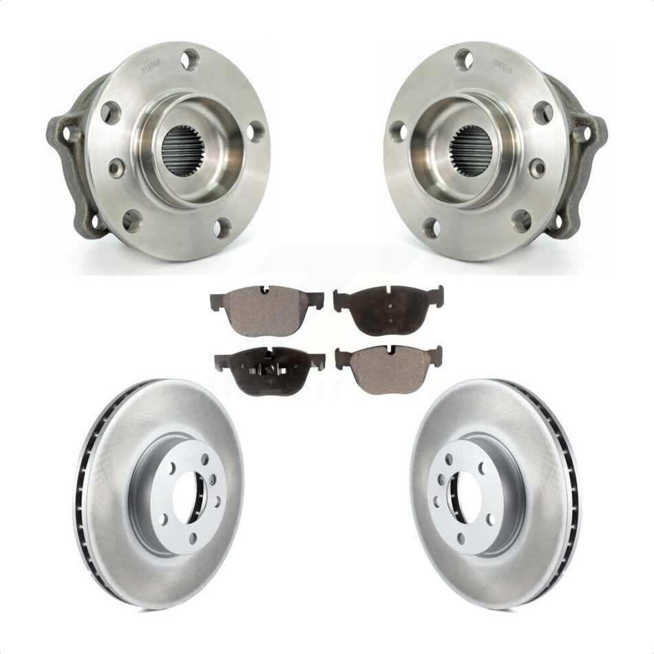 Front Hub Bearing Assembly With Coated Disc Brake Rotors And Ceramic Pads Kit For BMW X5 X6 KBB-104657