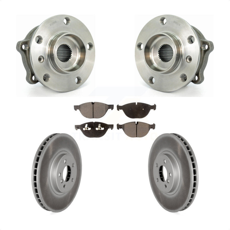 Front Hub Bearing Assembly With Coated Disc Brake Rotors And Ceramic Pads Kit For BMW X5 X6 xDrive50i KBB-104659