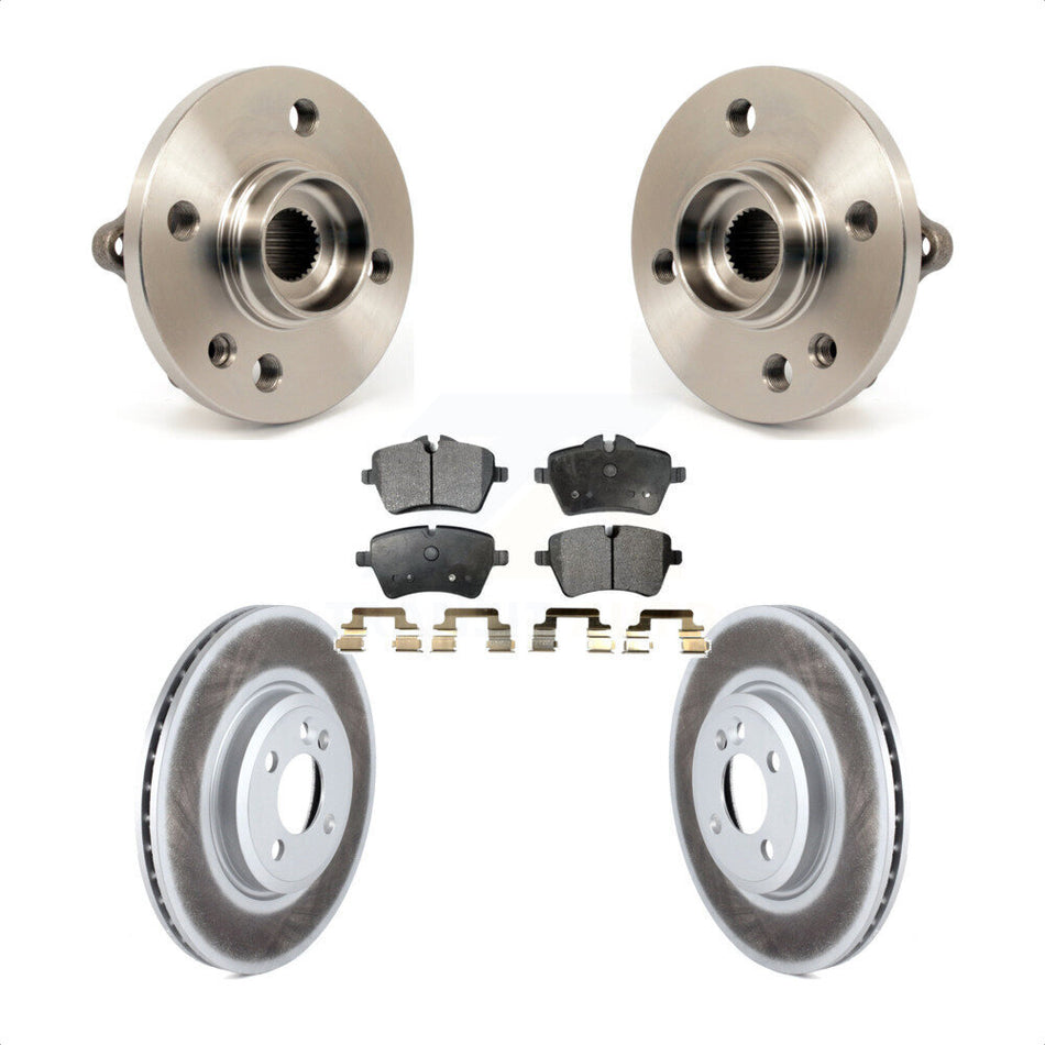 Front Hub Bearing Assembly With Coated Disc Brake Rotors And Ceramic Pads Kit For Mini Cooper 294mm Diameter Rotor 4 Lug Wheels KBB-104662