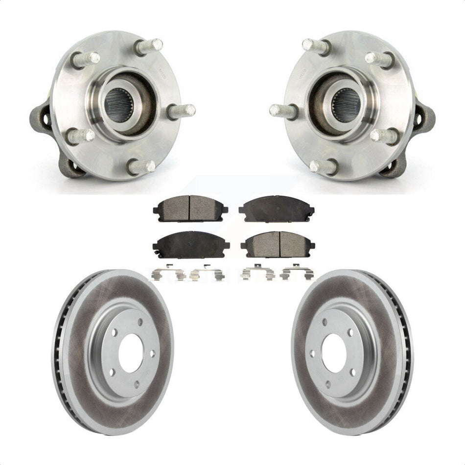Front Hub Bearing Assembly With Coated Disc Brake Rotors And Ceramic Pads Kit For 2004-2009 Nissan Quest KBB-104666