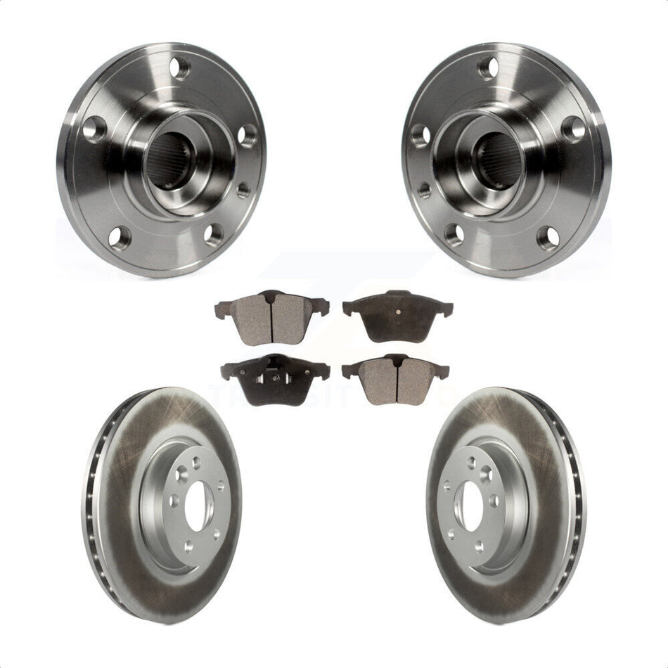 Front Hub Bearing Assembly With Coated Disc Brake Rotors And Ceramic Pads Kit For 2008 Volvo V70 300mm Diameter Rotor KBB-104687