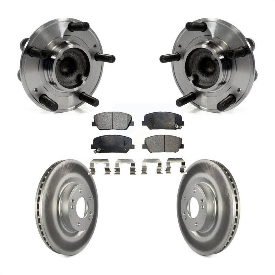 Front Hub Bearing Assembly With Coated Disc Brake Rotors And Ceramic Pads Kit For Hyundai Genesis Coupe KBB-104713