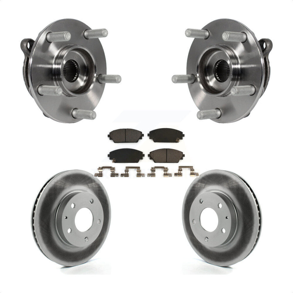 Front Hub Bearing Assembly With Coated Disc Brake Rotors And Ceramic Pads Kit For 2016-2021 Mazda CX-3 FWD KBB-104725