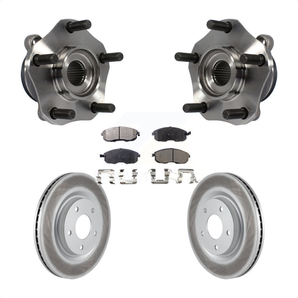 Front Hub Bearing Assembly With Coated Disc Brake Rotors And Ceramic Pads Kit For 2017-2019 Nissan Sentra Turbocharged KBB-104730