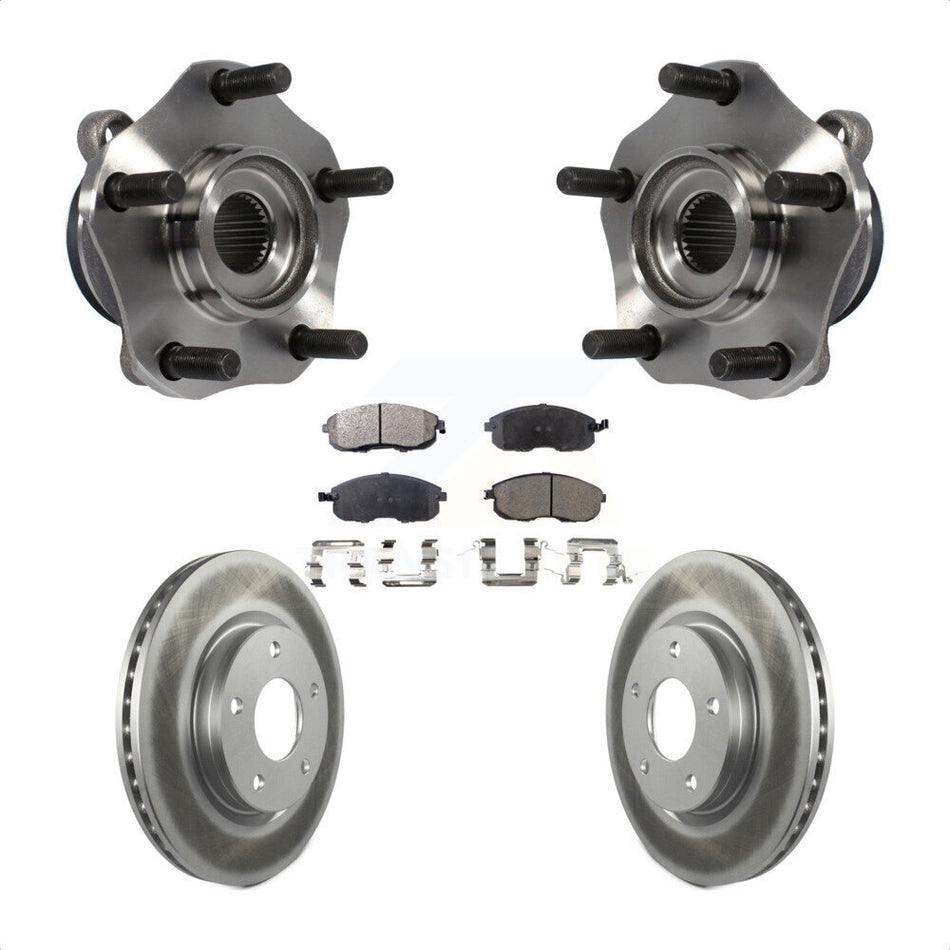 Front Hub Bearing Assembly With Coated Disc Brake Rotors And Ceramic Pads Kit For Nissan Sentra KBB-104732
