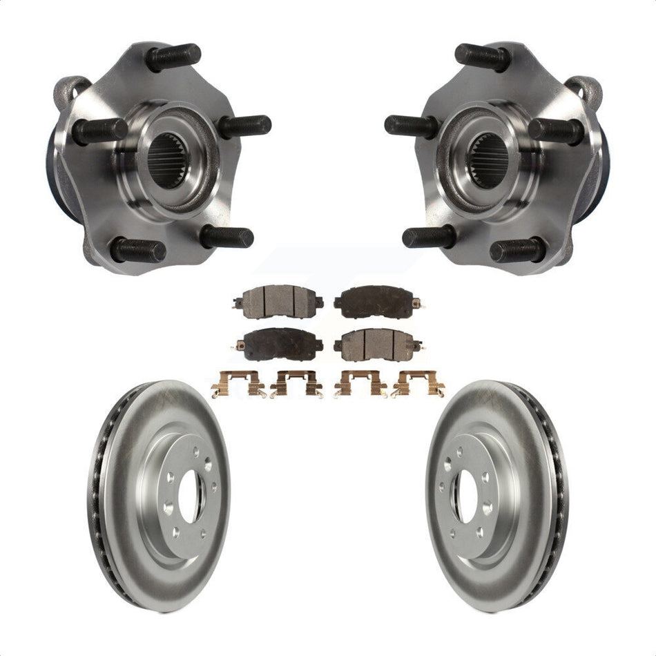 Front Hub Bearing Assembly With Coated Disc Brake Rotors And Ceramic Pads Kit For Nissan LEAF KBB-104734