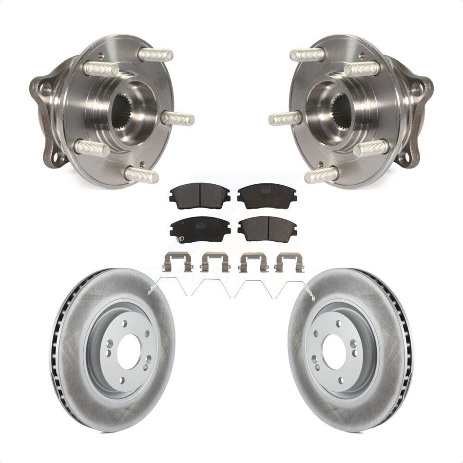 Front Hub Bearing Assembly With Coated Disc Brake Rotors And Ceramic Pads Kit For 2017-2021 Kia Sportage Turbocharged KBB-104743