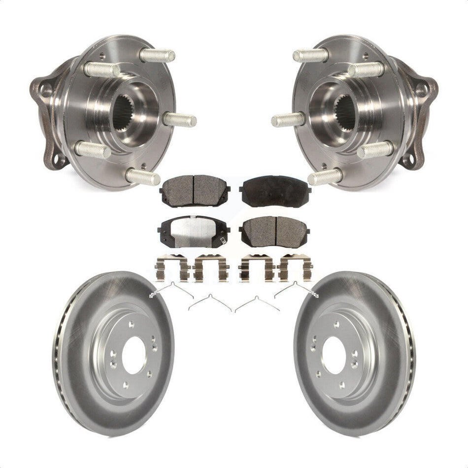 Front Hub Bearing Assembly With Coated Disc Brake Rotors And Ceramic Pads Kit For Hyundai Sonata Kia Optima KBB-104746