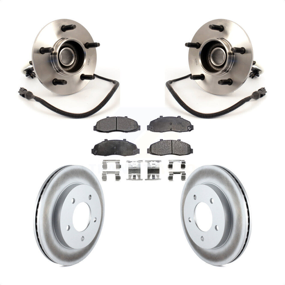 Front Hub Bearing Assembly With Coated Disc Brake Rotors And Ceramic Pads Kit For Ford F-150 4WD with 4-Wheel ABS KBB-104754