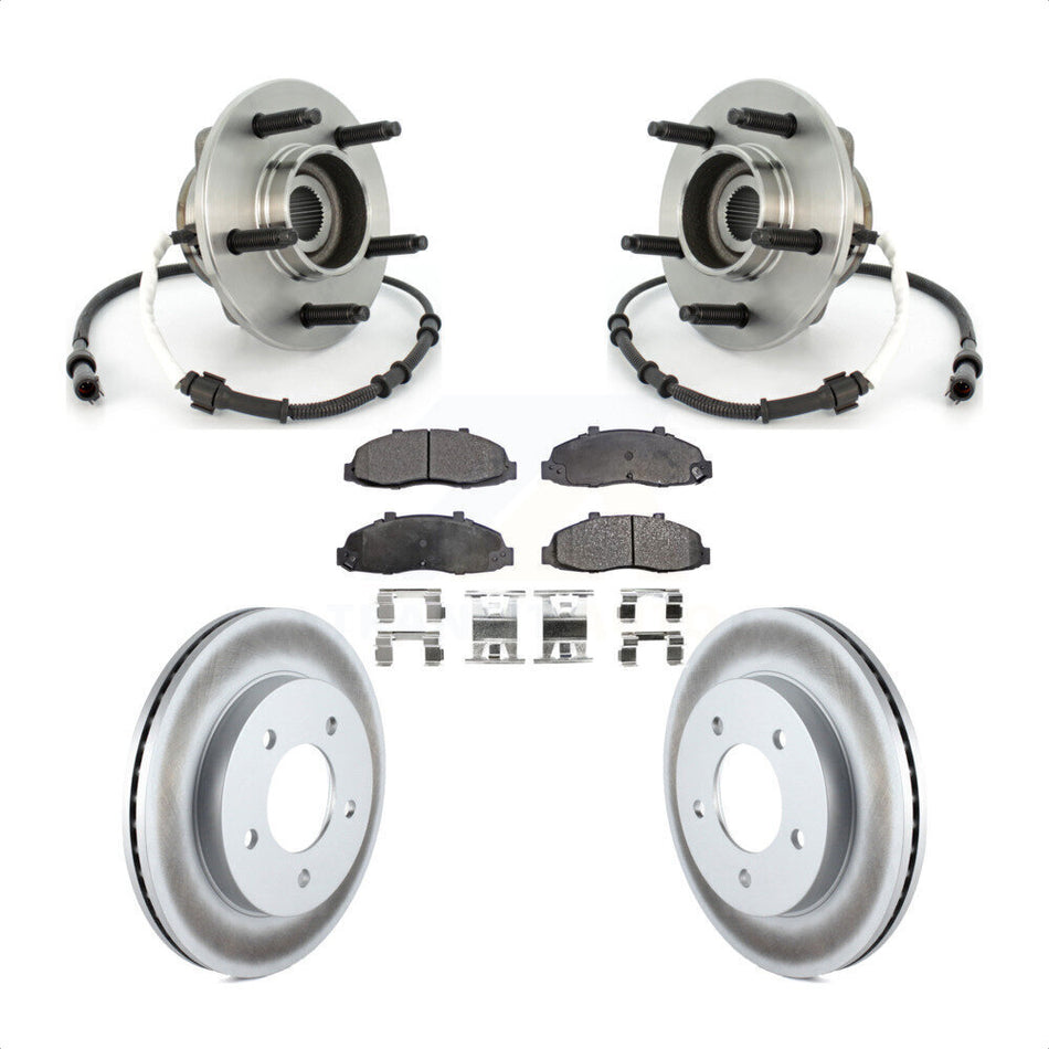 Front Hub Bearing Assembly With Coated Disc Brake Rotors And Ceramic Pads Kit For Ford F-150 Heritage 4WD with 4-Wheel ABS KBB-104761