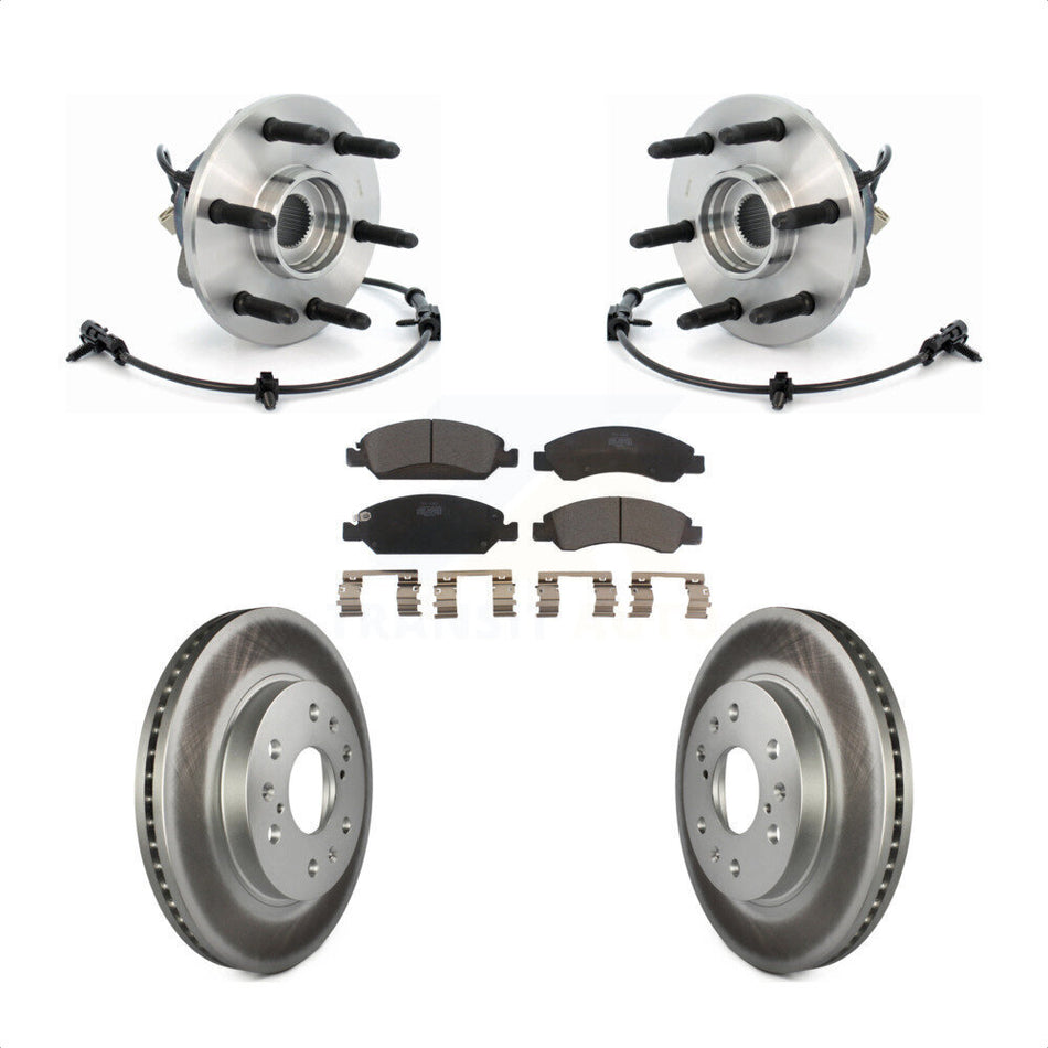 Front Hub Bearing Assembly With Coated Disc Brake Rotors And Ceramic Pads Kit For Chevrolet Silverado 1500 GMC Sierra Classic Express Savana KBB-104767