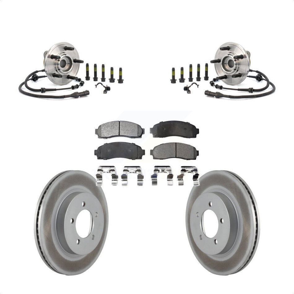 Front Hub Bearing Assembly With Coated Disc Brake Rotors And Ceramic Pads Kit For Ford Explorer Mercury Mountaineer KBB-104773