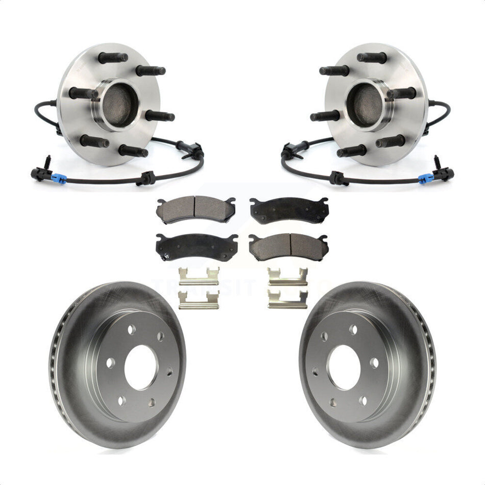 Front Hub Bearing Assembly Coated Brake Rotor Pads Kit For Chevrolet Silverado 1500 GMC Tahoe Sierra Suburban Yukon Avalanche XL Classic Cadillac Escalade Express 2500 Savana KBB-104777