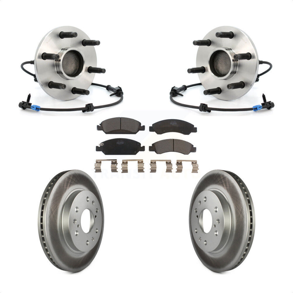 Front Hub Bearing Assembly With Coated Disc Brake Rotors And Ceramic Pads Kit For Chevrolet Silverado 1500 GMC Sierra Classic Express Savana KBB-104778