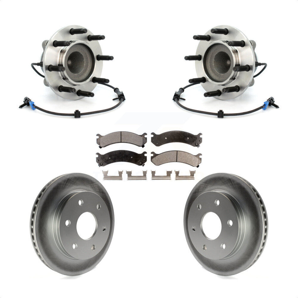 Front Hub Bearing Assembly With Coated Disc Brake Rotors And Ceramic Pads Kit For 2006-2006 Chevrolet Express 2500 GMC Savana KBB-104784
