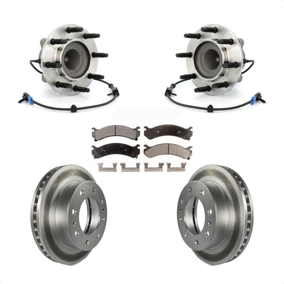 Front Hub Bearing Assembly With Coated Disc Brake Rotors And Ceramic Pads Kit For Chevrolet Express 2500 3500 GMC Savana KBB-104785