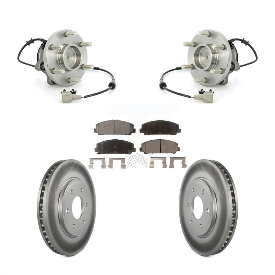 Front Hub Bearing Assembly With Coated Disc Brake Rotors And Ceramic Pads Kit For Suzuki Equator KBB-104790