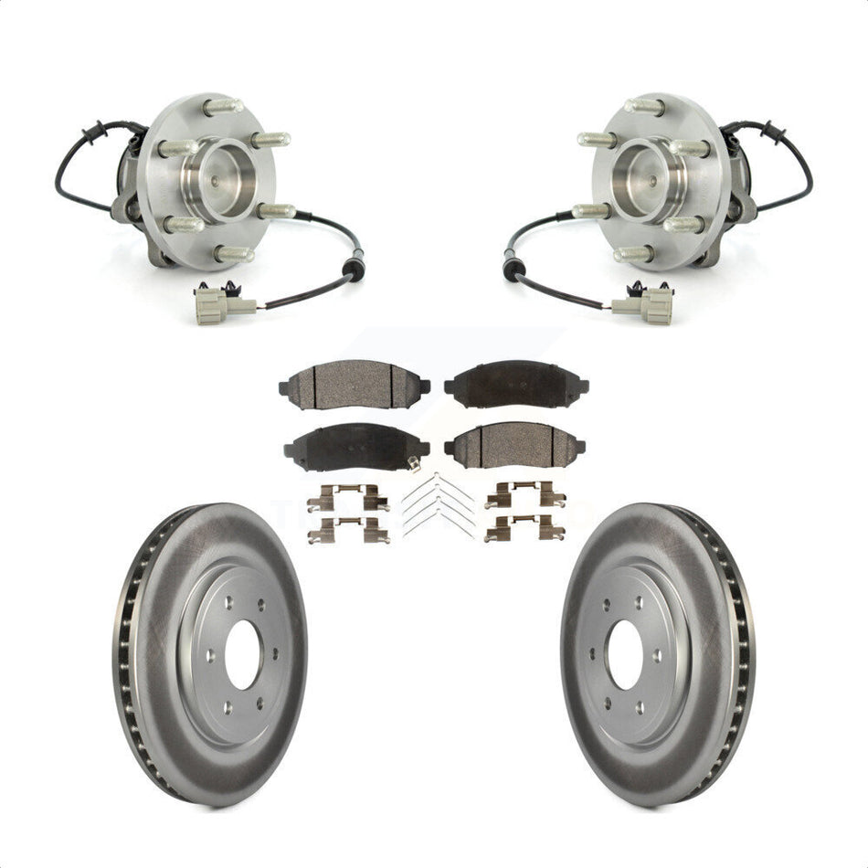 Front Hub Bearing Assembly With Coated Disc Brake Rotors And Ceramic Pads Kit For Nissan Frontier Pathfinder Xterra Suzuki Equator KBB-104791