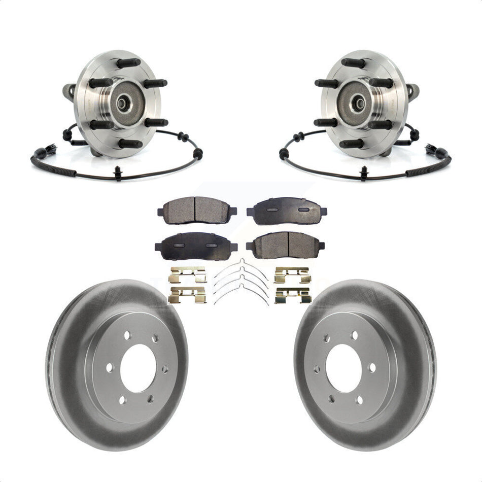 Front Hub Bearing Assembly With Coated Disc Brake Rotors And Ceramic Pads Kit For Ford F-150 Lincoln Mark LT 4WD KBB-104808