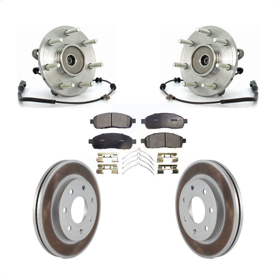 Front Hub Bearing Assembly With Coated Disc Brake Rotors And Ceramic Pads Kit For Ford F-150 4WD KBB-104810