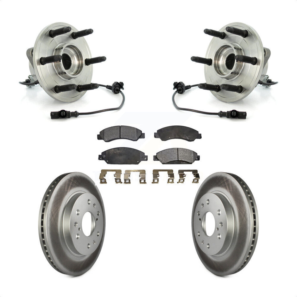 Front Hub Bearing Assembly With Coated Disc Brake Rotors And Ceramic Pads Kit For 2007-2007 Chevrolet Tahoe GMC Suburban 1500 Yukon Cadillac Avalanche XL Escalade ESV EXT KBB-104830