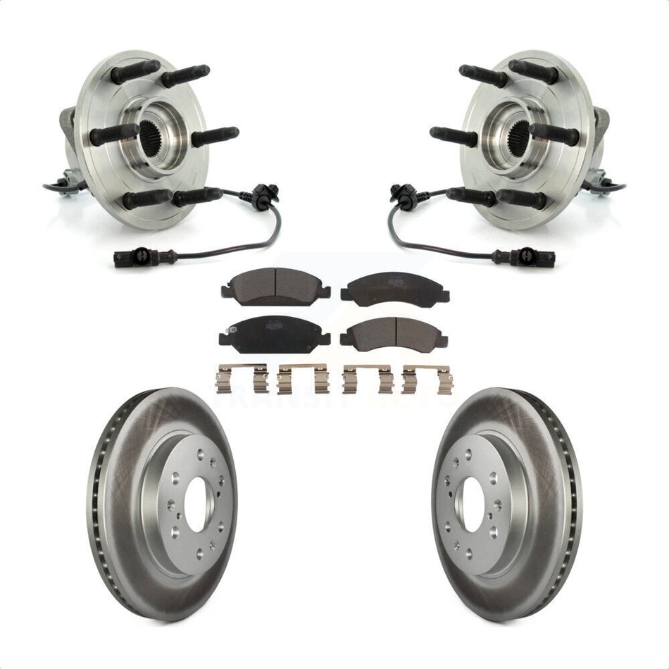 Front Hub Bearing Assembly Coated Disc Brake Rotors And Ceramic Pads Kit For Chevrolet Silverado 1500 GMC Sierra Tahoe Suburban Yukon Cadillac XL Avalanche Escalade ESV EXT KBB-104831