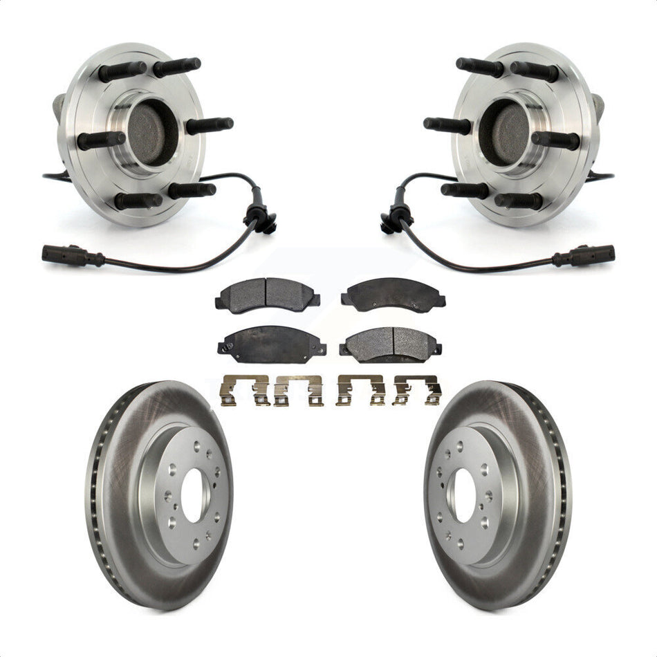 Front Hub Bearing Assembly With Coated Disc Brake Rotors And Ceramic Pads Kit For 2007-2007 Chevrolet Tahoe GMC Suburban 1500 Yukon Avalanche XL Cadillac Escalade RWD KBB-104835