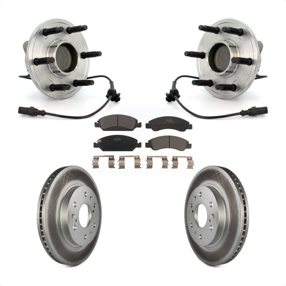 Front Hub Bearing Assembly With Coated Disc Brake Rotors And Ceramic Pads Kit For Chevrolet Silverado 1500 GMC Sierra Tahoe Suburban Yukon XL Avalanche Cadillac Escalade ESV KBB-104836