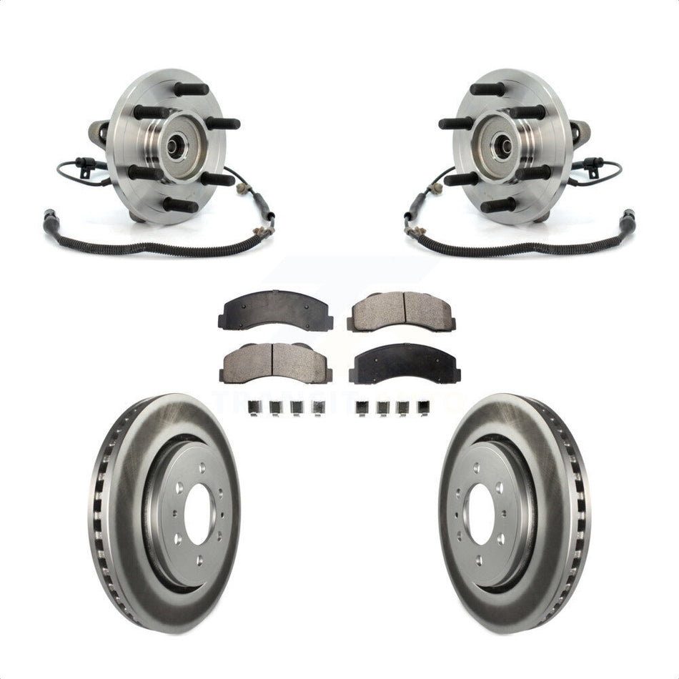 Front Hub Bearing Coated Disc Brake Rotor Pads Kit For 2010 Ford F-150 FX4 Platinum STX XL XLT King Ranch Lariat with 4WD With 6 Lug Wheels Without Heavy Duty Payload Package KBB-104847