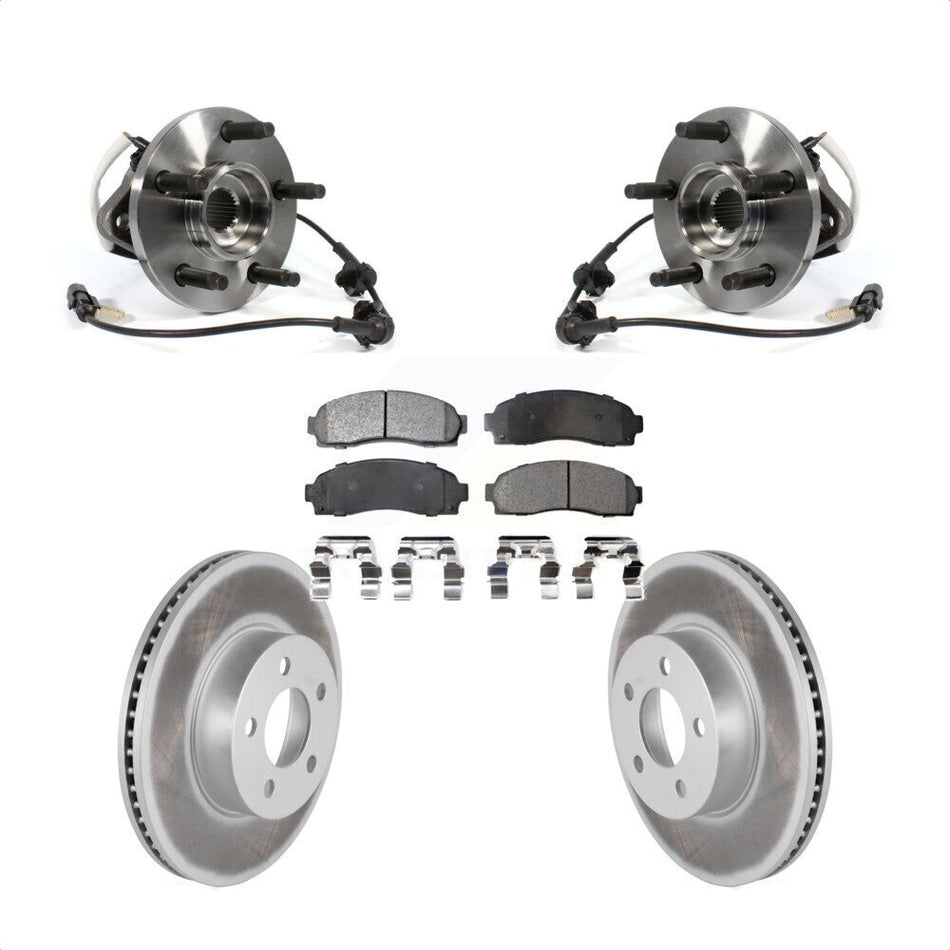 Front Hub Bearing Assembly With Coated Disc Brake Rotors And Ceramic Pads Kit For Ford Ranger Mazda B4000 Square Connector 4WD KBB-104855